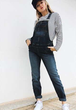 DARK INDIGO BLUE DENIM DUNGAREES