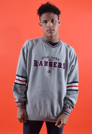 GREY NEW YORK RANGERS EMBROIDERED SWEATSHIRT