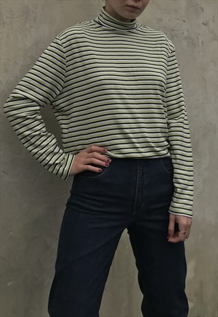 90S STRIPED TURTLENECK TOP