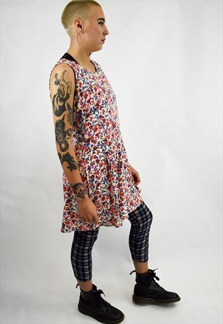 90S VINTAGE BUTTON DOWN FLORAL SWING DRESS