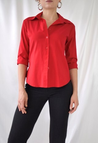red fitted shirt