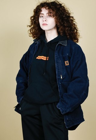 NAVY CARHARTT WORKWEAR FLEECE LINED JACKET