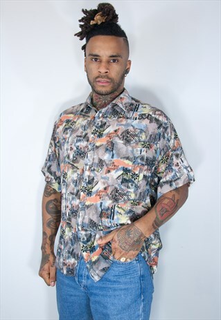 VINTAGE HAWAIIAN CRAZY PATTERNED SHIRT