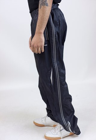 VINTAGE 90S BLACK LIGHT SHELL TRACKSUIT BOTTOMS