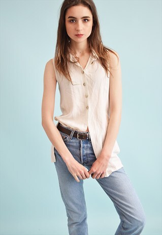 90'S RETRO NEUTRAL OVERSIZED MOMS SHIRT BLOUSE TOP