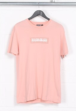 Vintage Napapijri T-Shirt in Pink Crewneck Logo Tee XS