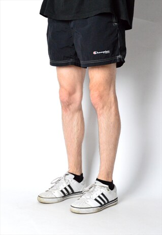 VINTAGE 90S BLACK CHAMPION SHELL SPORTS SHORTS