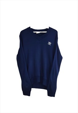 Vintage Adidas V-Neck Sweatshirt in Blue