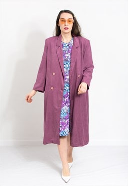Vintage light trench in purple double breasted coat