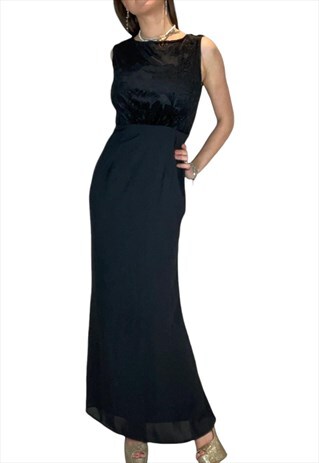 Black Ball Evening Prom Cowl Back Dress