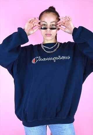 VINTAGE 90S CHAMPION SWEATSHIRT JUMPER NAVY BLUE