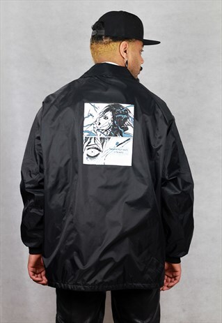 REWORKED REZINA CUSTOMISED MANGA PRINT COACH JACKET