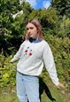 VINTAGE COTTAGECORE FLORAL EMBROIDERED COLLARED SWEATSHIRT