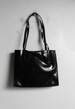 VIntage Y2K Shiny Faux Leather Handbag Black