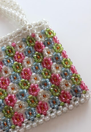 RARE VINTAGE 1960S ITALIAN PLASTIC BEADED EVENING HANDBAG