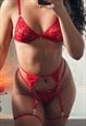 RED ROSE LACE 4-PIECE SET
