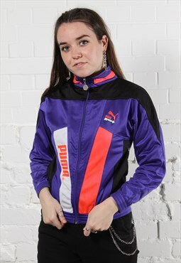 Vintage Puma Track Jacket in Purple with Spell Out Logo