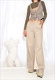 VINTAGE Y2K WIDE LEG TROUSERS IN BEIGE