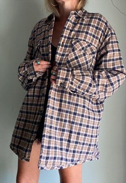 Vintage Checked Quilted Lining Shirt Jacket