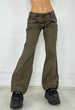 Vintage Y2k Cargo Pants Trousers Khaki Army Low Rise Grunge