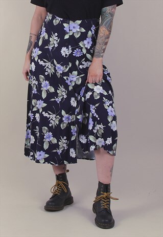 VINTAGE 90'S FLORAL MAXI PRINT BUTTON DOWN SKIRT /A11052