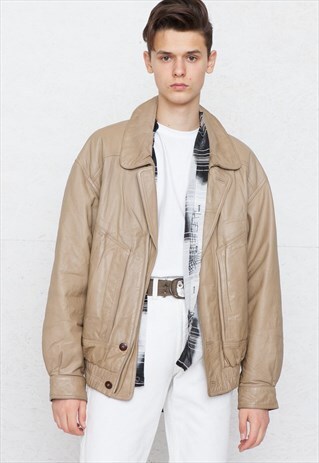 VINTAGE LIGHT BROWN LEATHER JACKET