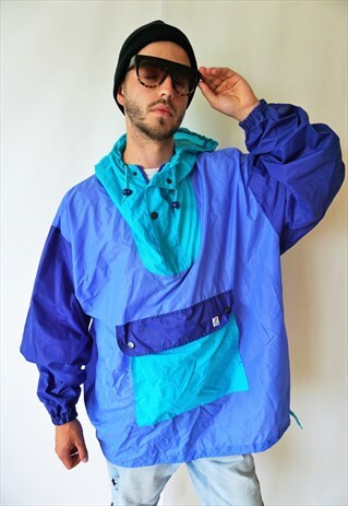 VINTAGE WINDBREAKER RAINCOAT SPORTS JACKET WITH HOOD PARKA