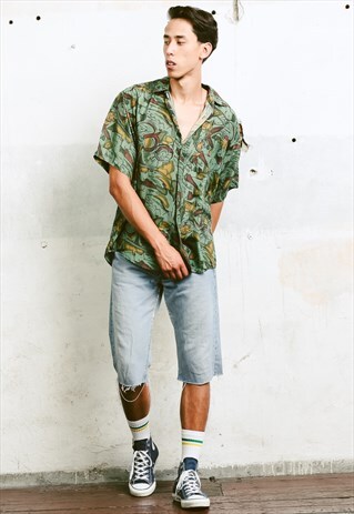VINTAGE 90S PATTERNED SILK SHIRT
