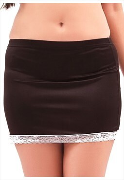 Just Short Black Strip Lace Skirt Tight Party Skirt