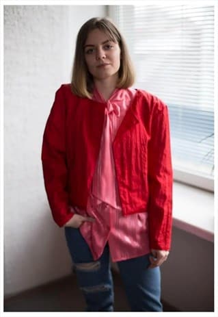 VINTAGE 80'S RED CROPPED JACKET