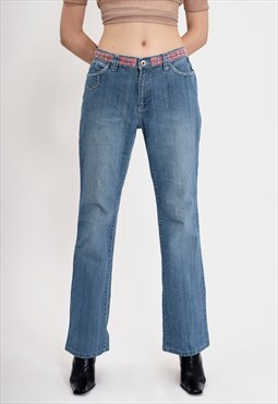 Vintage 00s Bootcut Jeans with Pink Belt