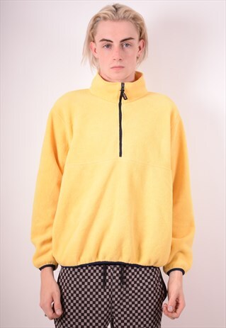L.L.BEAN MENS VINTAGE FLEECE JUMPER LARGE YELLOW 90S