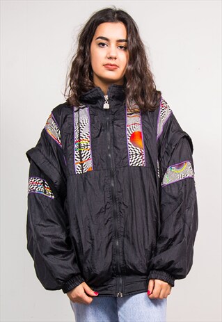 90'S VINTAGE CRAZY PATTERN PANEL SHELLSUIT JACKET