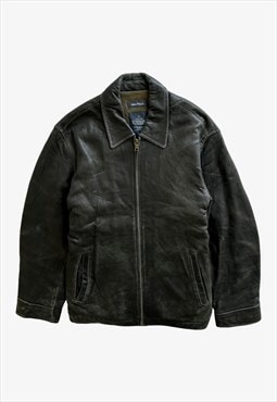 Vintage Y2K Men's Nautica Black Leather Jacket