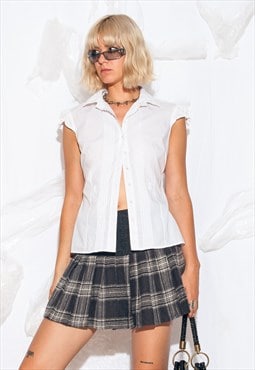 Vintage Y2K Office Siren Blouse in White