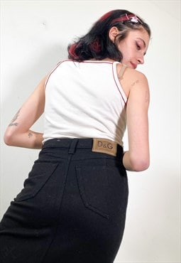 Vintage y2k D&G midi stretchy black skirt 