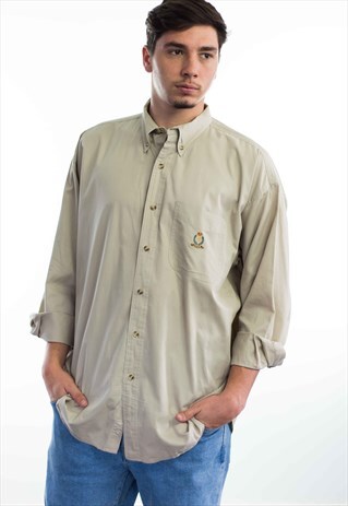 VINTAGE CHAPS RALPH LAUREN SHIRT LOGO 90S L 9.4