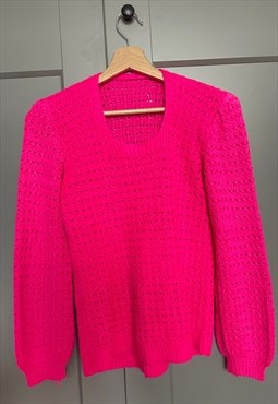 Vintage Neon Pink Knitted Pullover