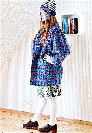 COLORFUL CHECKED VINTAGE COAT