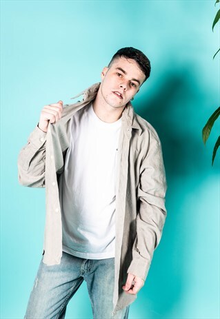 VINTAGE HUGO BOSS SHIRT IN GREY CORDUROY