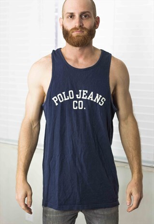 VINTAGE POLO RALPH LAUREN T-SHIRT SLEEVELESS LOGO 90S S 5.2