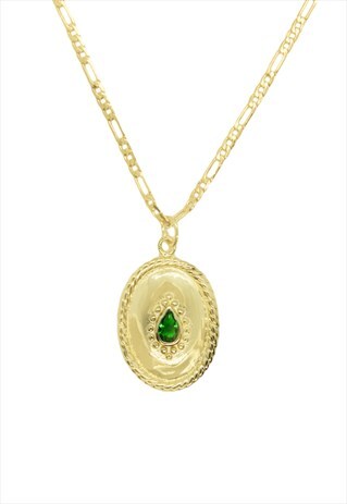 COLLIER MEDAILLON ZIRCON VERT // MEDALLION GREEN ZIRCON