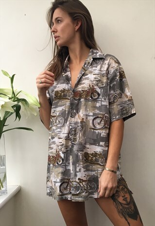 PATTERNED ABSTRACT OVERSIZED VINTAGE UNISEX FESTIVAL SHIRT