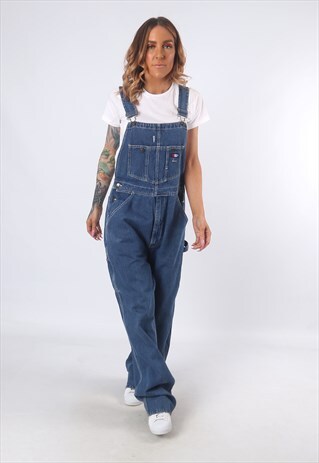 DENIM DUNGAREES USA TALL LENGTH WIDE LEG UK 12 (51K)
