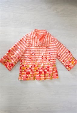 90's Vintage Lindi Jacket Peach Orange Striped