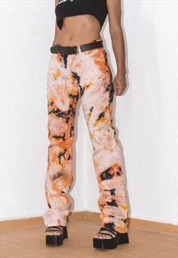 Vintage Upcycled Hugo Boss Tie Dye Straight Leg Pants Y2k
