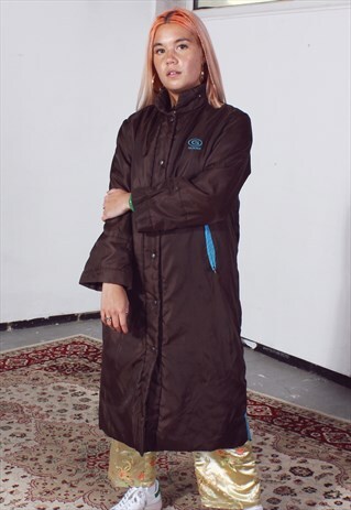 VINTAGE Y2K GUESS BROWN AND BLUE LONG COAT