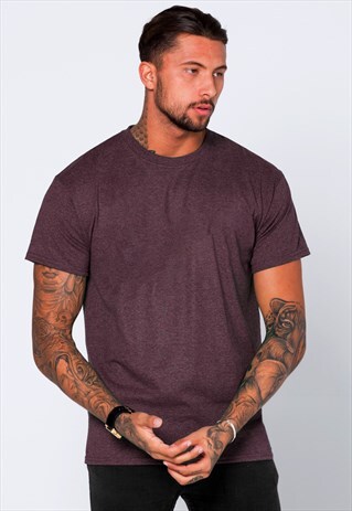 ESSENTIAL BLANK T-SHIRT - HEATHER MAROON RED