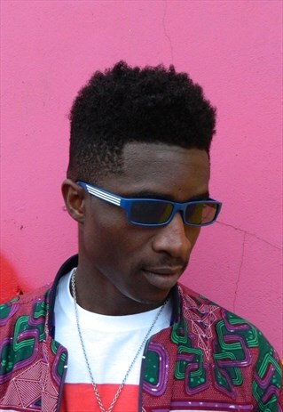 NAVY BLUE RETRO BOLD SLIM SUNGLASSES