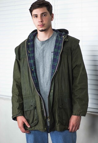VINTAGE BARBOUR WAXED COAT JACKET 90S X 33